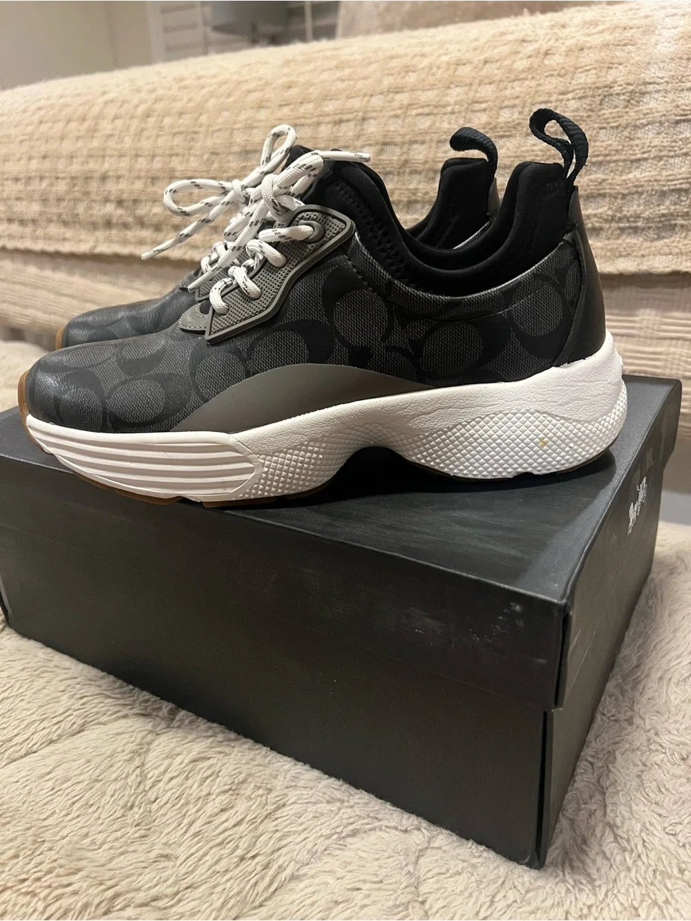 Coach Black & Gray Signature Low-Top Sneakers